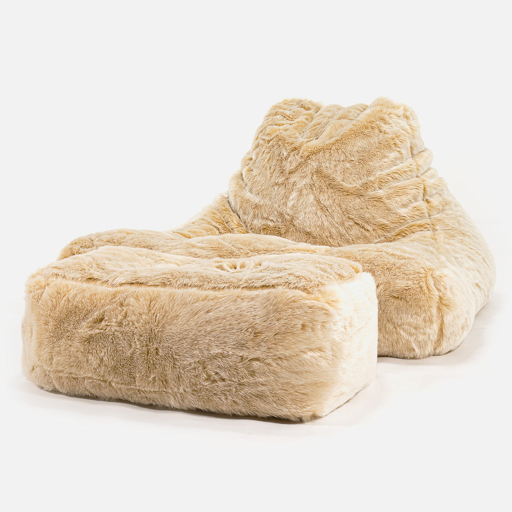 Soffa Lounge XXL Sittsäck - Fuskpäls Vit 02