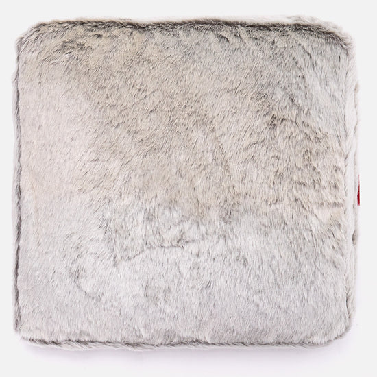 Stor Golvkudde - Fuskkaninpäls Ljusgrå 03