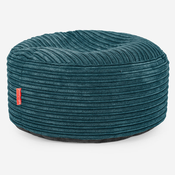 Stor Rund Fotpall - Klassisk Manchestertyg Teal 01