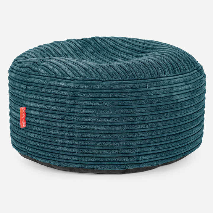Stor Rund Fotpall - Klassisk Manchestertyg Teal 01