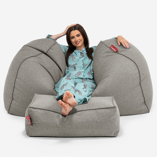 Stor Saccosäck Soffa - Interalli-ull Silverfärgad 03