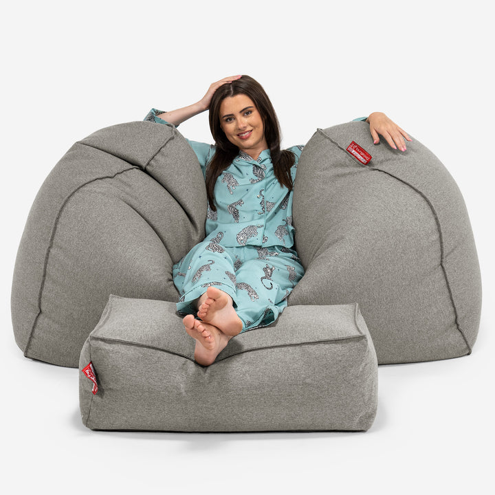 Stor Saccosäck Soffa - Interalli-ull Silverfärgad 03