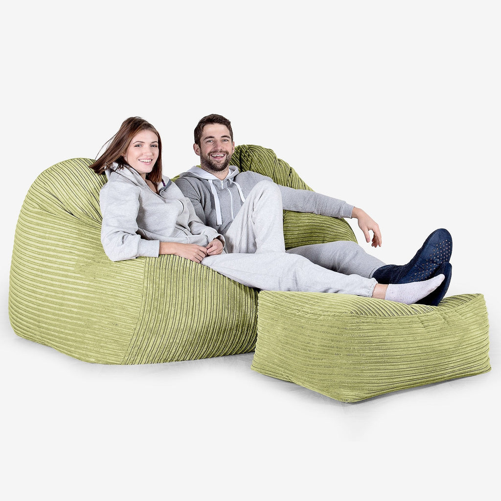 Stor Saccosäck Soffa - Klassisk Manchestertyg Limegrön 03