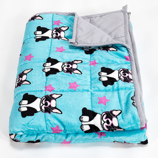Tyngdfilt för Barn - Flanellfleece Mops 01