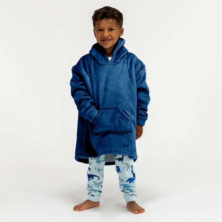Oversized Hoodie-filt för Barn - Minky Mörkblå 03