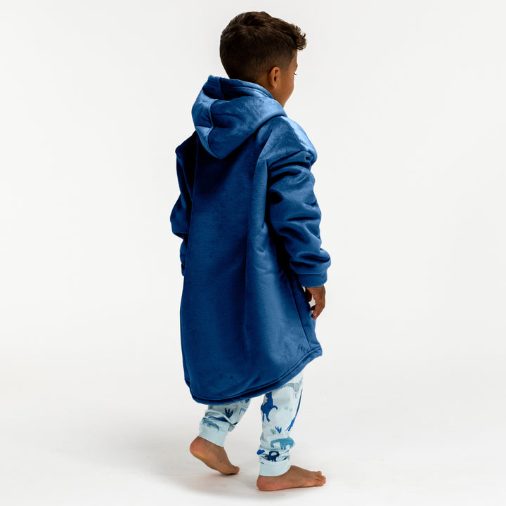 Oversized Hoodie-filt för Barn - Minky Mörkblå 04