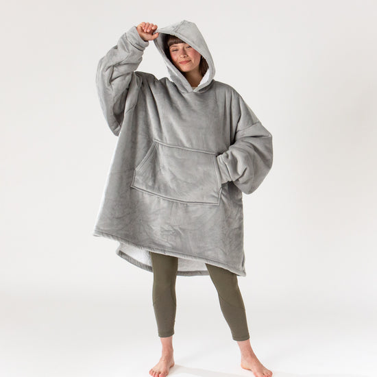 Oversized Hoodie-filt för Vuxna - Minky Grå 01