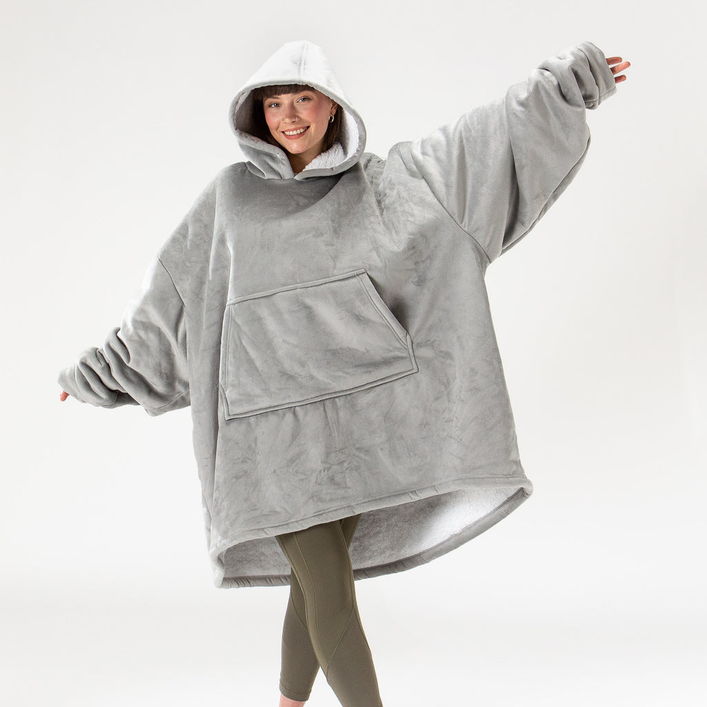 Oversized Hoodie-filt för Vuxna - Minky Grå 02