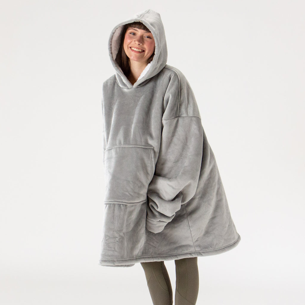 Oversized Hoodie-filt för Vuxna - Minky Grå 03