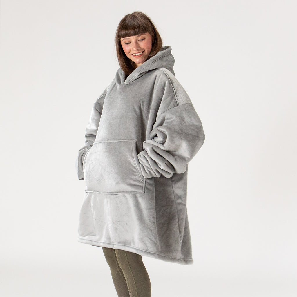 Oversized Hoodie-filt för Vuxna - Minky Grå 04