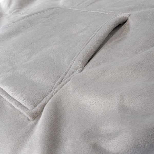 Oversized Hoodie-filt för Vuxna - Minky Grå Fabric Close-up Image