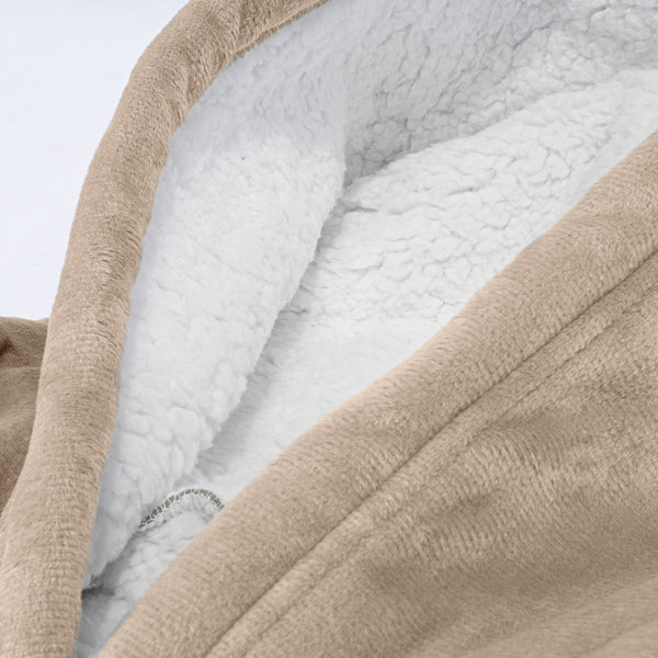 Oversized Hoodie-filt för Vuxna - Minky Gräddvit / Minkbrun Fabric Close-up Image