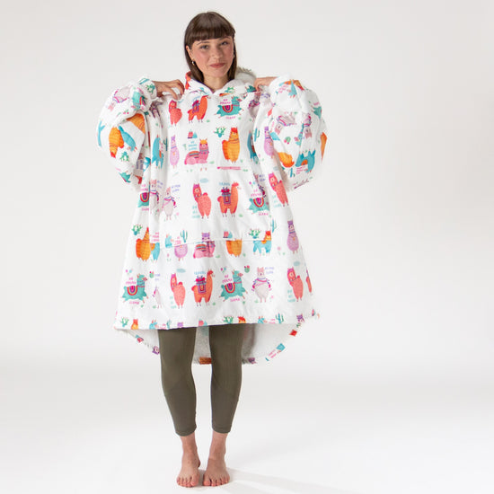 Oversized Hoodie-filt för Vuxna - Minky Lama 02