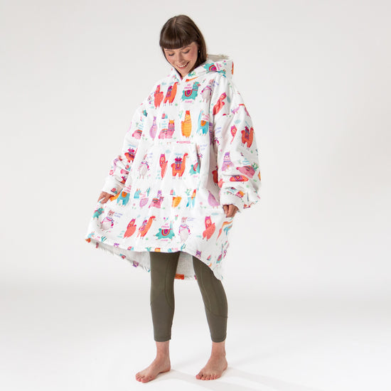 Oversized Hoodie-filt för Vuxna - Minky Lama 04