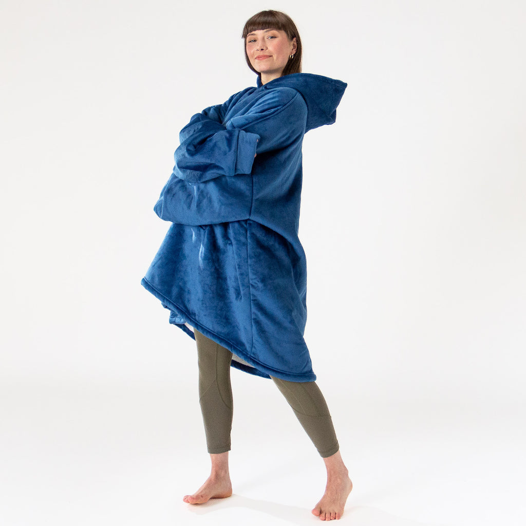 Oversized Hoodie-filt för Vuxna - Minky Mörkblå 02