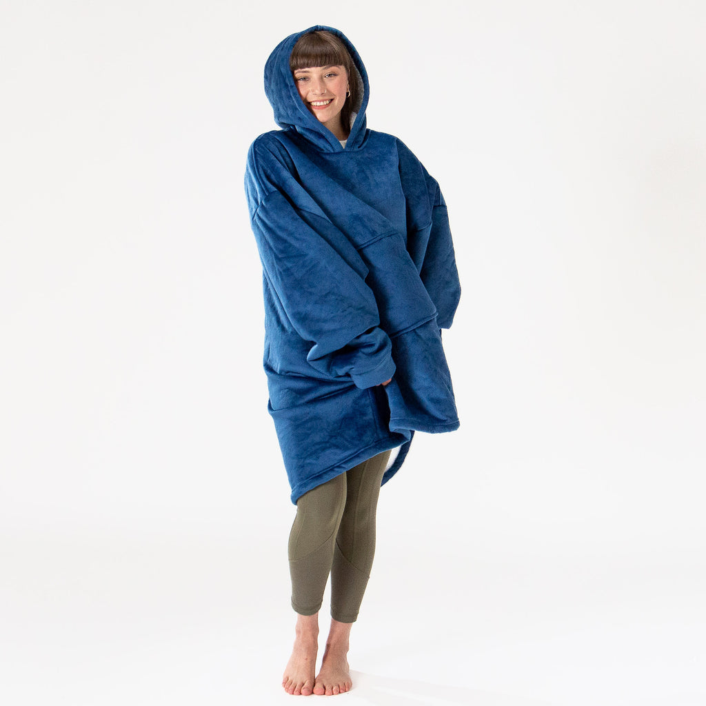 Oversized Hoodie-filt för Vuxna - Minky Mörkblå 03
