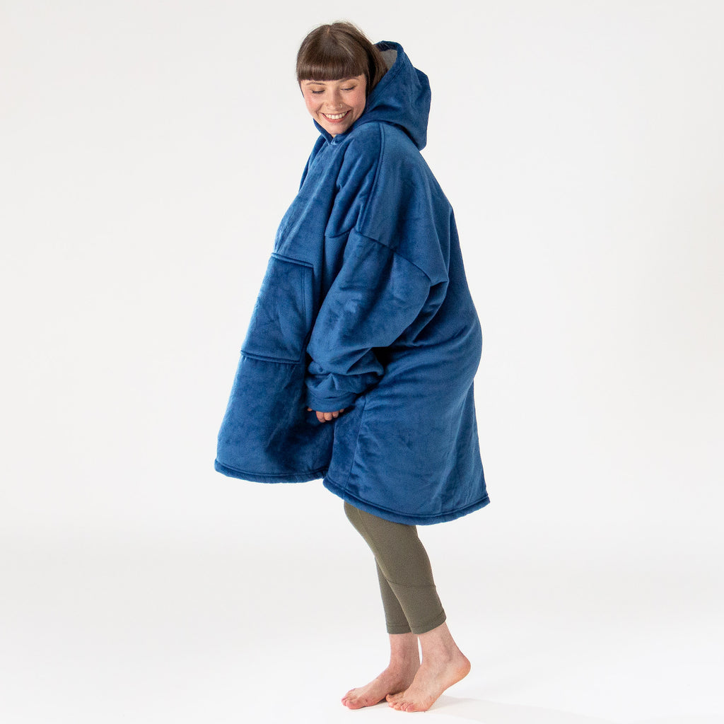 Oversized Hoodie-filt för Vuxna - Minky Mörkblå 04