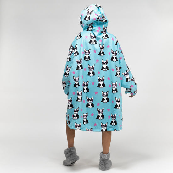 Oversized Hoodie-filt med Dragkedja för Vuxna - Minky Mops 03