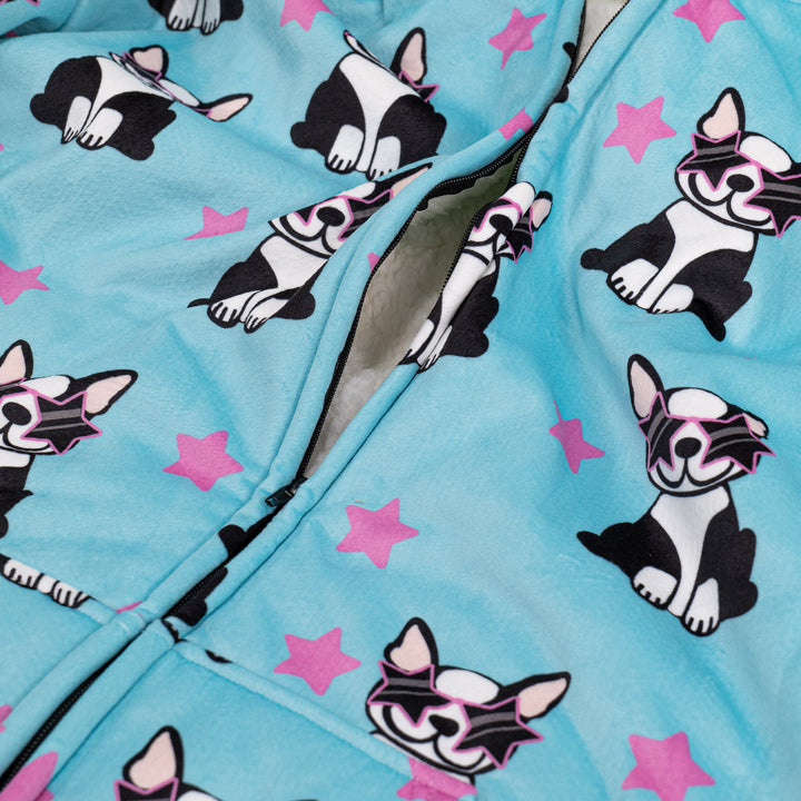 Oversized Hoodie-filt med Dragkedja för Vuxna - Minky Mops 05