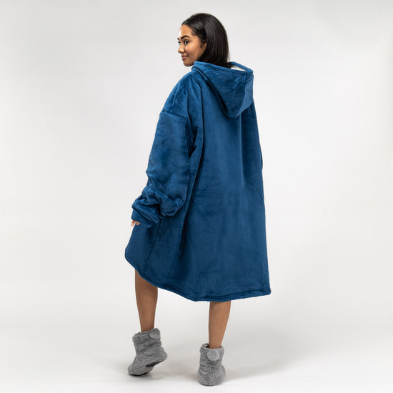 Oversized Hoodie-filt med Dragkedja för Vuxna - Minky Mörkblå 03