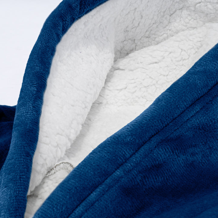 Oversized Hoodie-filt med Dragkedja för Vuxna - Minky Mörkblå 06