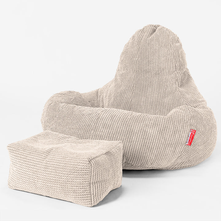 Saccosäck Ultra Lux för Spelande - Pom-pom Elfenbensvit 02