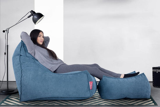 LOUNGE PUG®, Fotpall Sittpuff Stor, Puff, Våfflat Turkos