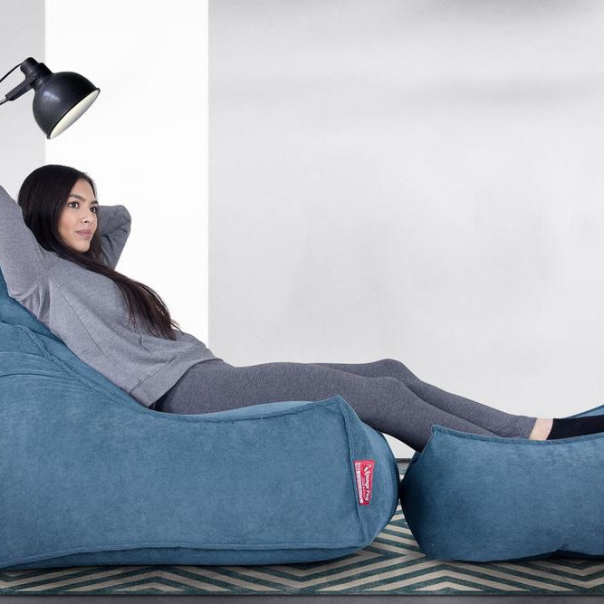 LOUNGE PUG®, Fotpall Sittpuff Stor, Puff, Våfflat Turkos