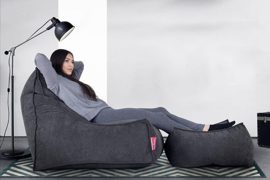 LOUNGE PUG®, Fotpall Sittpuff Stor, Puff, Våfflat Grafitgrå