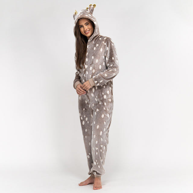 Onesie i Fleece med Djur för Dam - Renmönster 01