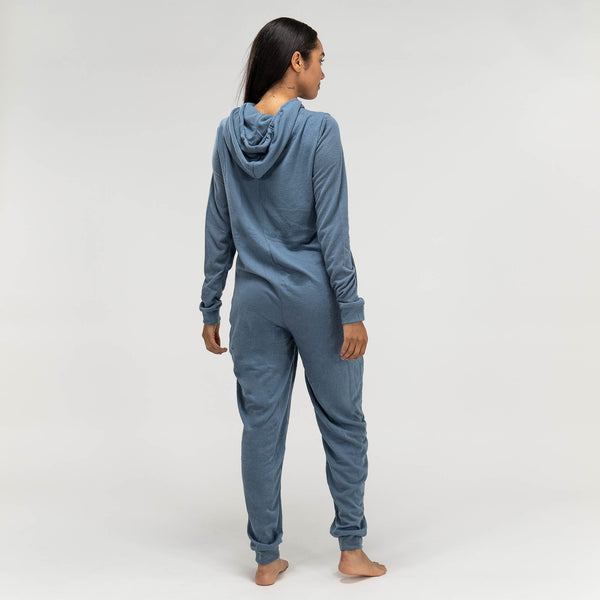 Onesie i Trikå för Dam - Blå Fabric Close-up Image
