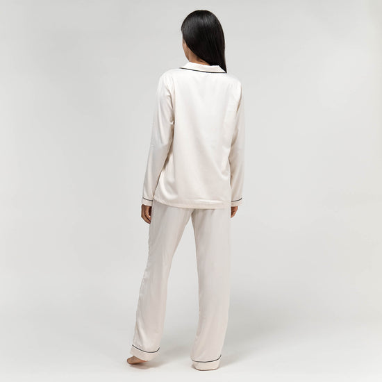 Pyjamasbyxor i Satin för Dam - Gräddvit 06