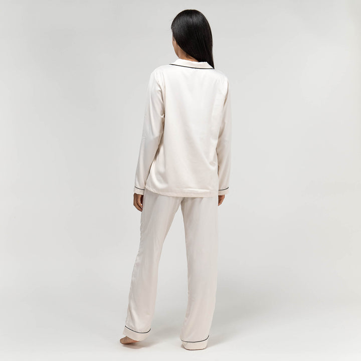 Pyjamasbyxor i Satin för Dam - Gräddvit 06