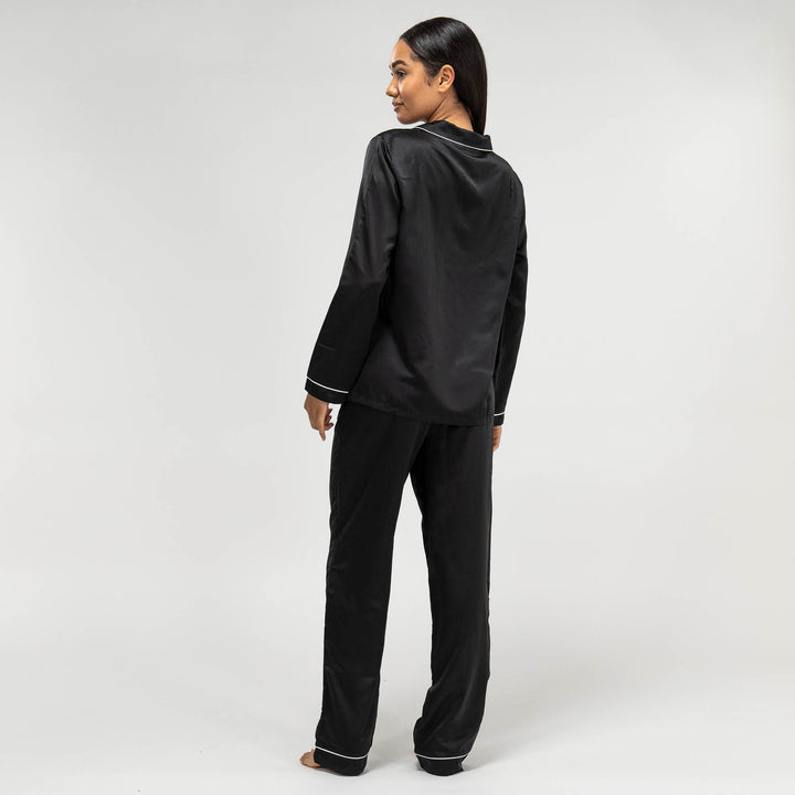 Pyjamasbyxor i Satin för Dam - Svart 06