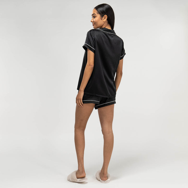 Pyjamasshorts i Satin för Dam - Svart 06