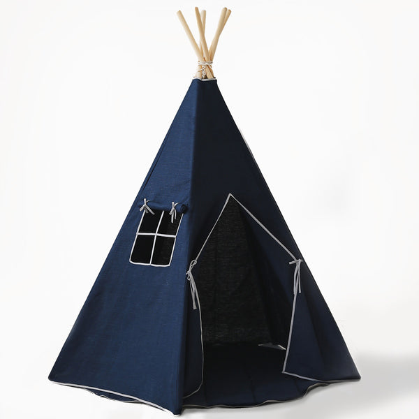 Tipi för Barn av Linne för Inomhusbruk - Marinblå 01