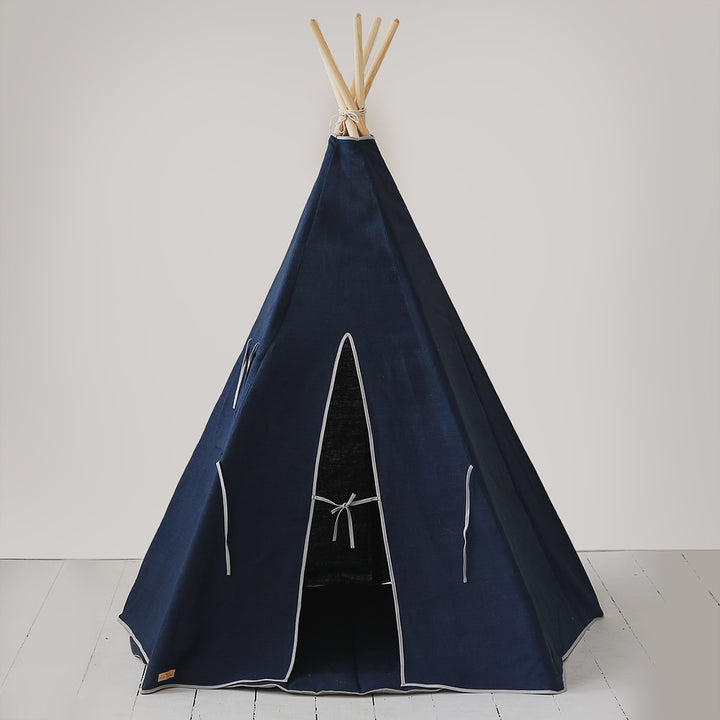 Tipi för Barn av Linne för Inomhusbruk - Marinblå 02