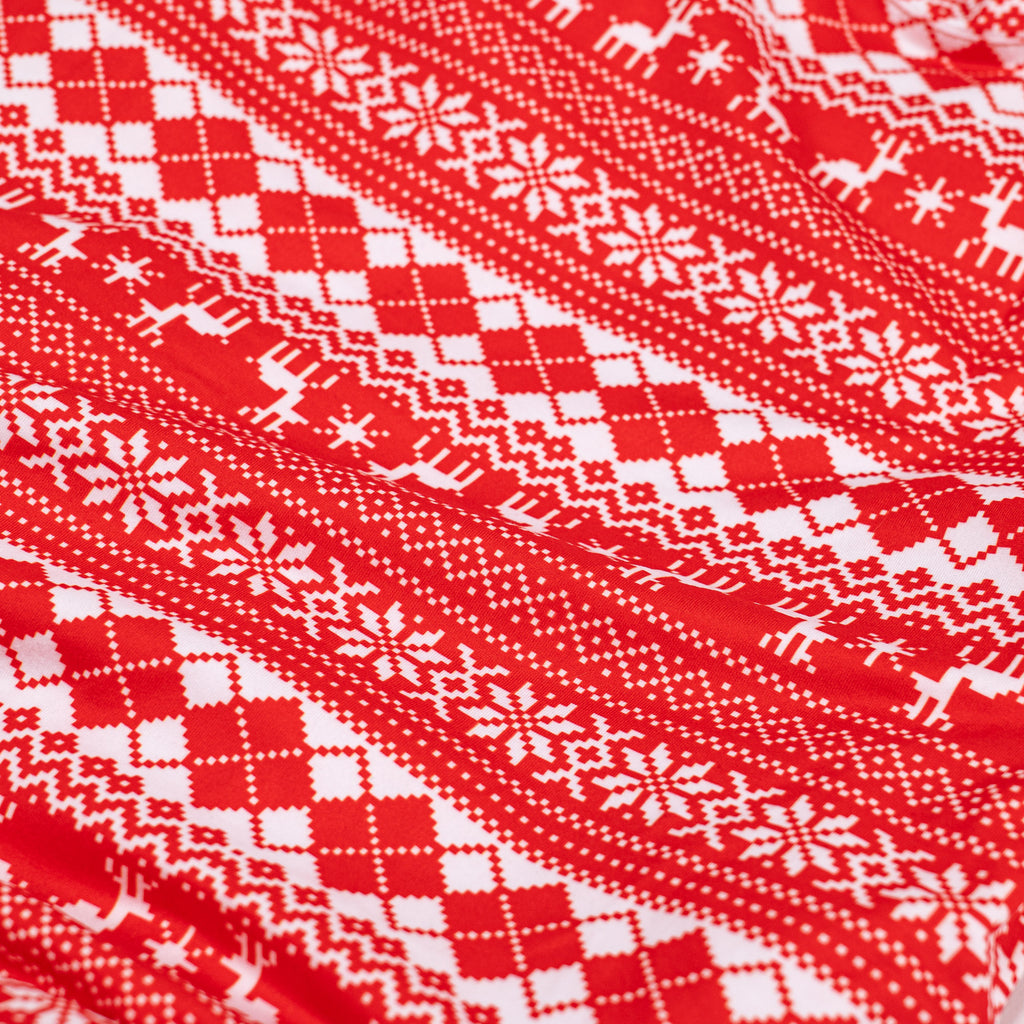 Trikåpyjamas för Dam - Röd Fairisle-mönster 06