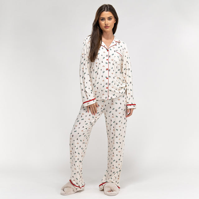 Trikåpyjamas för Dam - Skidmotiv 01