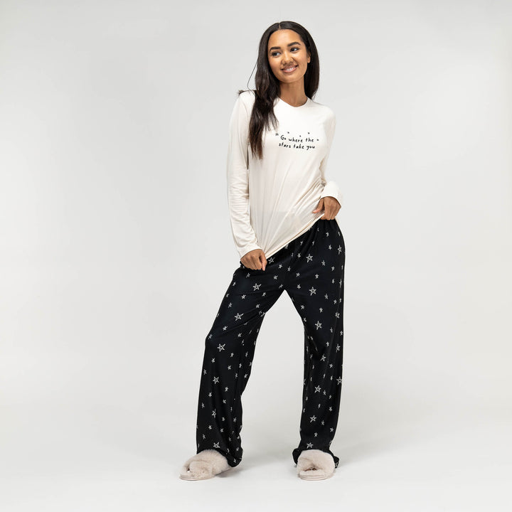 Trikåpyjamas för Dam - Stars-slogan 01