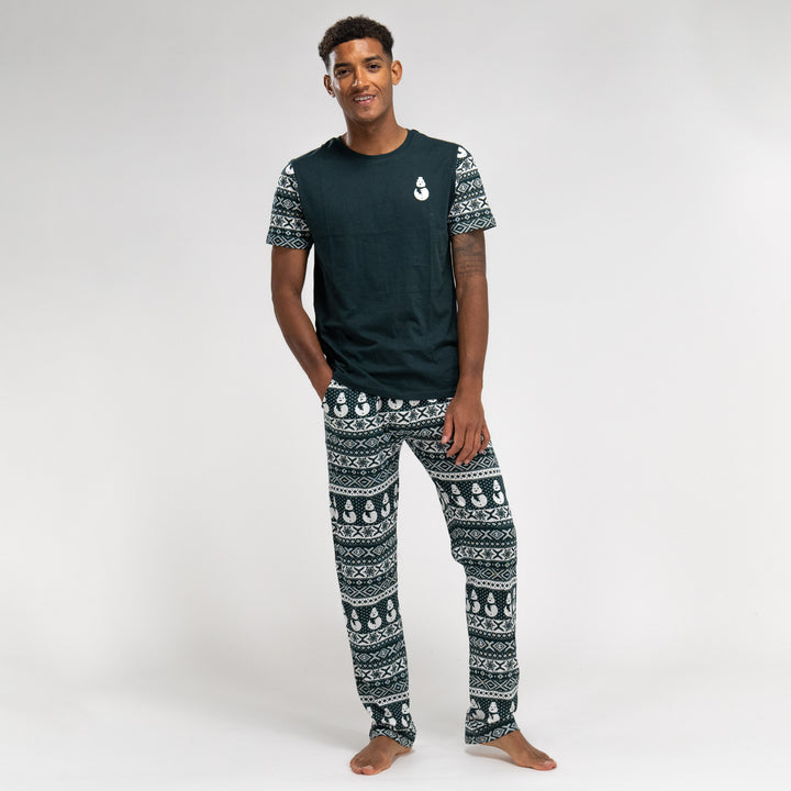 Trikåpyjamas för Herr - Grön Fairisle-mönster 04