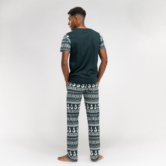 Trikåpyjamas för Herr - Grön Fairisle-mönster 05