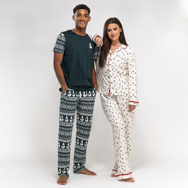 Trikåpyjamas för Herr - Grön Fairisle-mönster 06